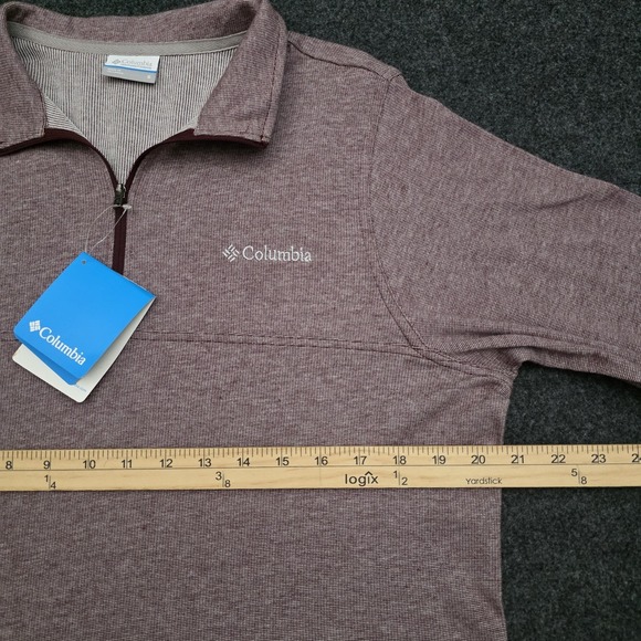 Columbia Mens Small Red Long Sleeve 1/4 Quarter Zip Pullover Sweater - Picture 5 of 7
